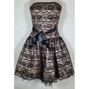 Gunne Sax by Jessica McClintock Size 5 / 6 Strapless Lined Black Gold Dress